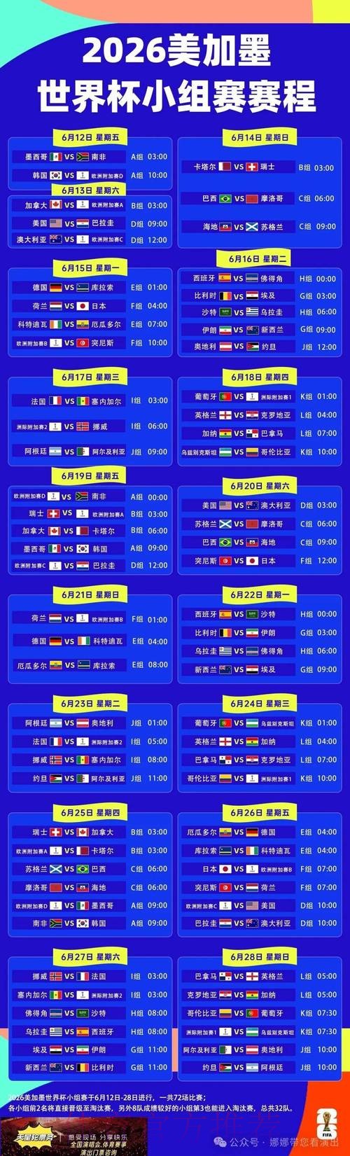 2026世界杯每日赛程哪里可以看 2026世界杯每日赛程哪里可以看
